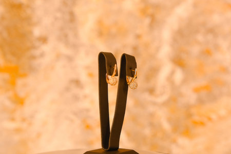 Glamorous Gold Jewelry with Sparkling Diamondsの写真素材