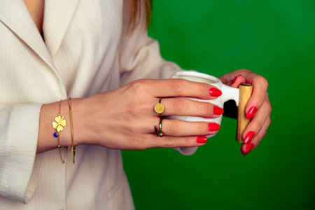 Radiant Gemstone Jewelry with Gold and Diamondsの写真素材