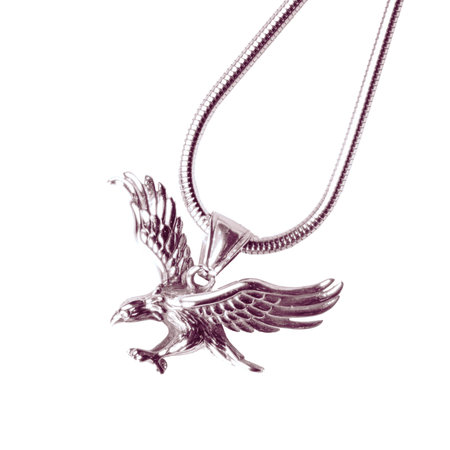 Handmade silver eagle pendant necklace.の写真素材