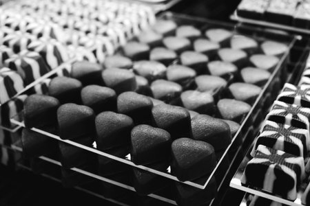 a lot of variety chocolate pralinesの写真素材