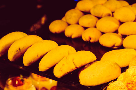 Group of associated cookies. Chocolate chip, oatmeal raisin, white chocolateの写真素材