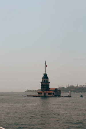The Maiden's Tower, Istanbul, Turkey; Maiden's Tower also known as Leander's Tower (Tower of Leandros)の写真素材