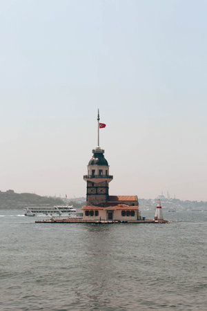 The Maiden's Tower, Istanbul, Turkey; Maiden's Tower also known as Leander's Tower (Tower of Leandros)の写真素材