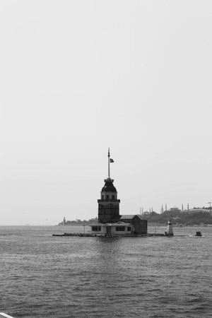 The Maiden's Tower, Istanbul, Turkey; Maiden's Tower also known as Leander's Tower (Tower of Leandros)の写真素材