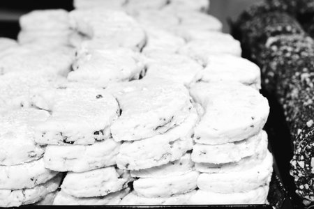 Group of associated cookies. Chocolate chip, oatmeal raisin, white chocolate