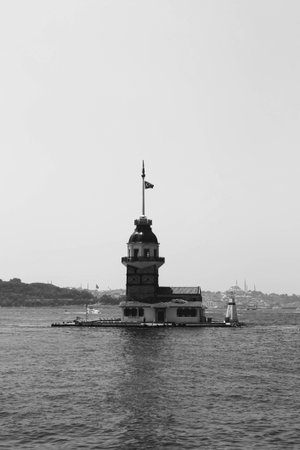 The Maiden's Tower, Istanbul, Turkey; Maiden's Tower also known as Leander's Tower (Tower of Leandros)の写真素材