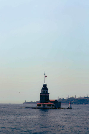 The Maiden's Tower, Istanbul, Turkey; Maiden's Tower also known as Leander's Tower (Tower of Leandros)の写真素材