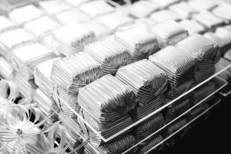 a lot of variety chocolate pralinesの写真素材