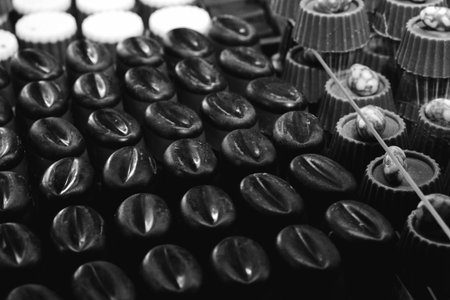 a lot of variety chocolate pralinesの写真素材