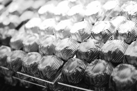 a lot of variety chocolate pralinesの写真素材