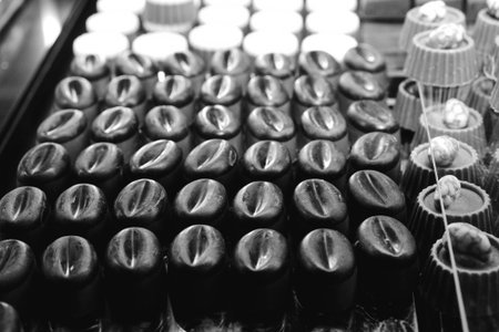 a lot of variety chocolate pralinesの写真素材