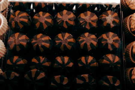 a lot of variety chocolate pralines