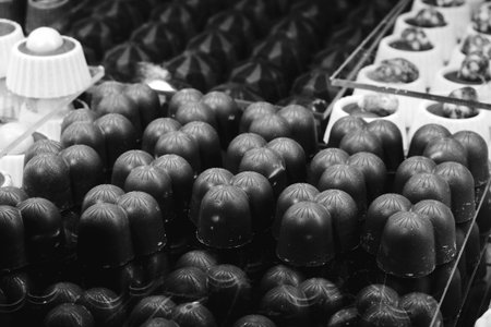 a lot of variety chocolate pralinesの写真素材