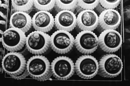 a lot of variety chocolate pralines