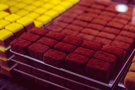 a lot of variety chocolate pralinesの写真素材