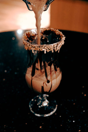 Freshly brewed coffee served in a stylish cupの写真素材