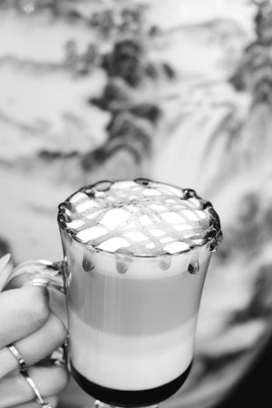 Classic coffee served in a simple mugの写真素材