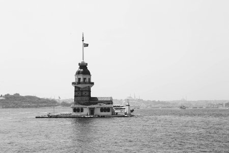 The Maiden's Tower, Istanbul, Turkey; Maiden's Tower also known as Leander's Tower (Tower of Leandros)の写真素材