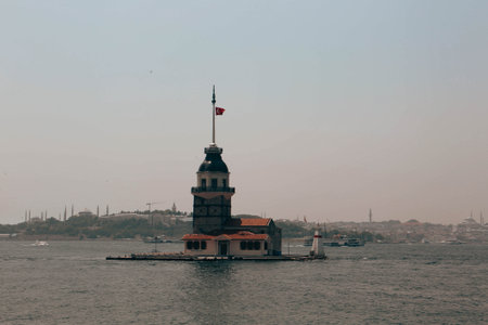 The Maiden's Tower, Istanbul, Turkey; Maiden's Tower also known as Leander's Tower (Tower of Leandros)の写真素材