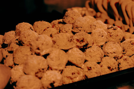 Group of associated cookies. Chocolate chip, oatmeal raisin, white chocolate