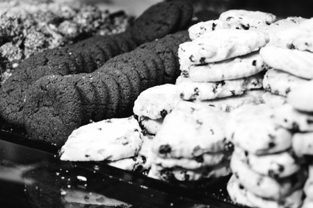 Group of associated cookies. Chocolate chip, oatmeal raisin, white chocolate