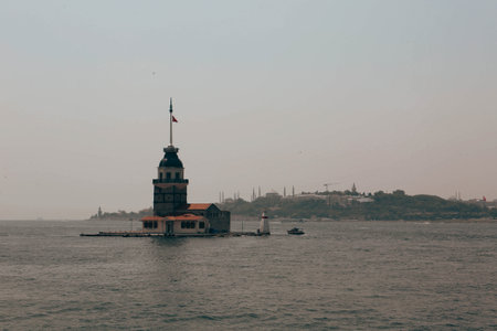 The Maiden's Tower, Istanbul, Turkey; Maiden's Tower also known as Leander's Tower (Tower of Leandros)の写真素材