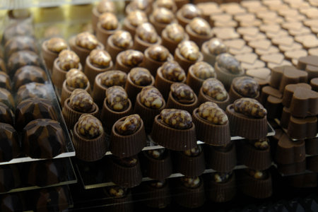 a lot of variety chocolate pralinesの写真素材