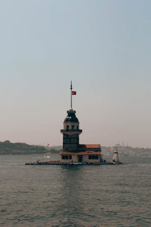 The Maiden's Tower, Istanbul, Turkey; Maiden's Tower also known as Leander's Tower (Tower of Leandros)の写真素材