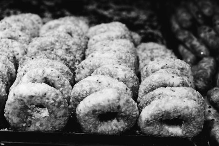 Group of associated cookies. Chocolate chip, oatmeal raisin, white chocolateの写真素材