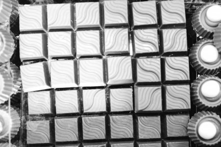 a lot of variety chocolate pralinesの写真素材