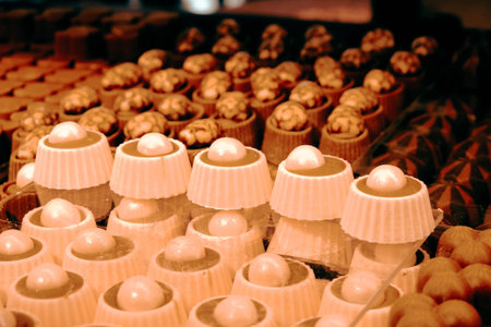 a lot of variety chocolate pralines