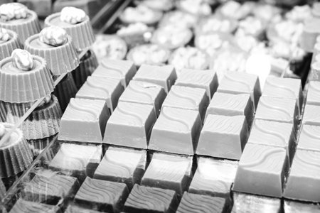 a lot of variety chocolate pralinesの写真素材