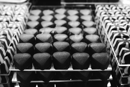 a lot of variety chocolate pralinesの写真素材