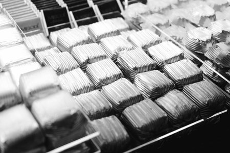 a lot of variety chocolate pralinesの写真素材