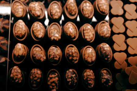 a lot of variety chocolate pralinesの写真素材