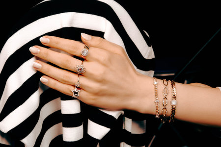 Sophisticated Gold and Diamond Jewelry for Womenの写真素材