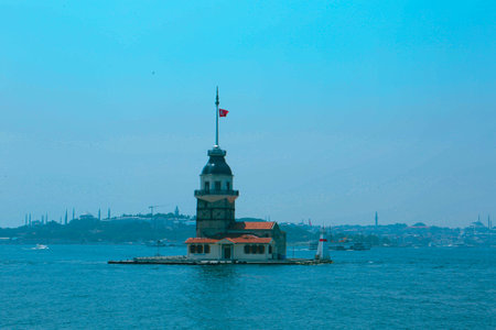 The Maiden's Tower, Istanbul, Turkey; Maiden's Tower also known as Leander's Tower (Tower of Leandros)の写真素材