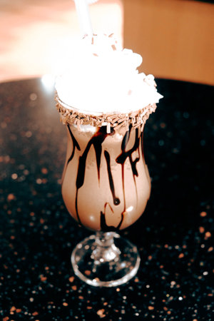 Freshly brewed coffee served in a stylish cupの写真素材