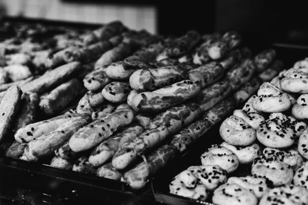 Group of associated cookies. Chocolate chip, oatmeal raisin, white chocolateの写真素材