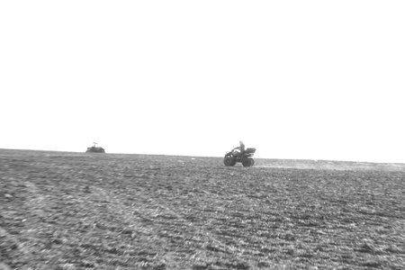helmet sitting on atv quad bikeの写真素材