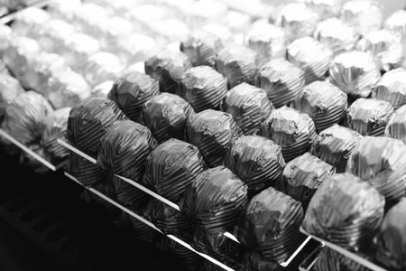 a lot of variety chocolate pralinesの写真素材