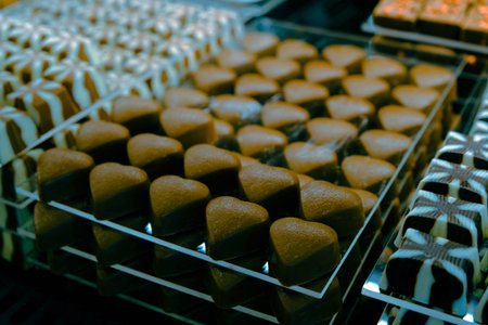 a lot of variety chocolate pralinesの写真素材