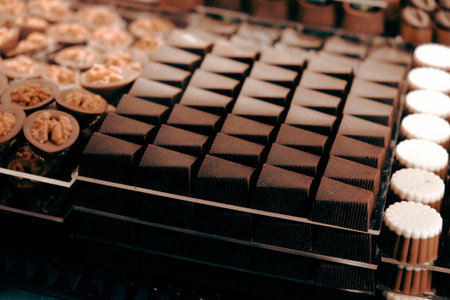 a lot of variety chocolate pralinesの写真素材