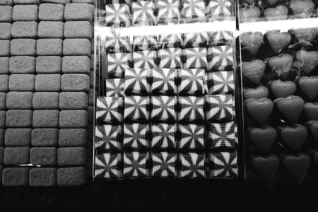 a lot of variety chocolate pralinesの写真素材