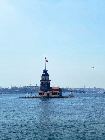 The Maiden's Tower, Istanbul, Turkey; Maiden's Tower also known as Leander's Tower (Tower of Leandros)の写真素材