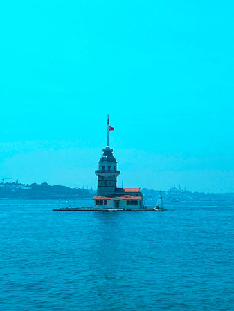 The Maiden's Tower, Istanbul, Turkey; Maiden's Tower also known as Leander's Tower (Tower of Leandros)の写真素材