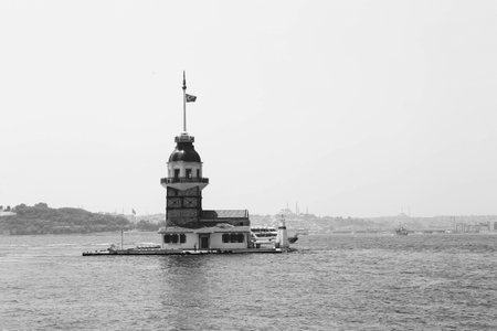 The Maiden's Tower, Istanbul, Turkey; Maiden's Tower also known as Leander's Tower (Tower of Leandros)の写真素材