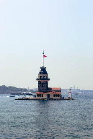 The Maiden's Tower, Istanbul, Turkey; Maiden's Tower also known as Leander's Tower (Tower of Leandros)の写真素材