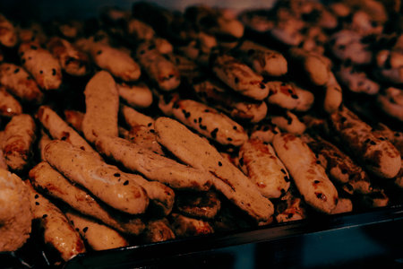 Group of associated cookies. Chocolate chip, oatmeal raisin, white chocolateの写真素材
