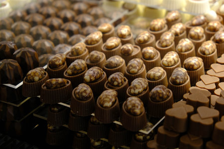 a lot of variety chocolate pralinesの写真素材